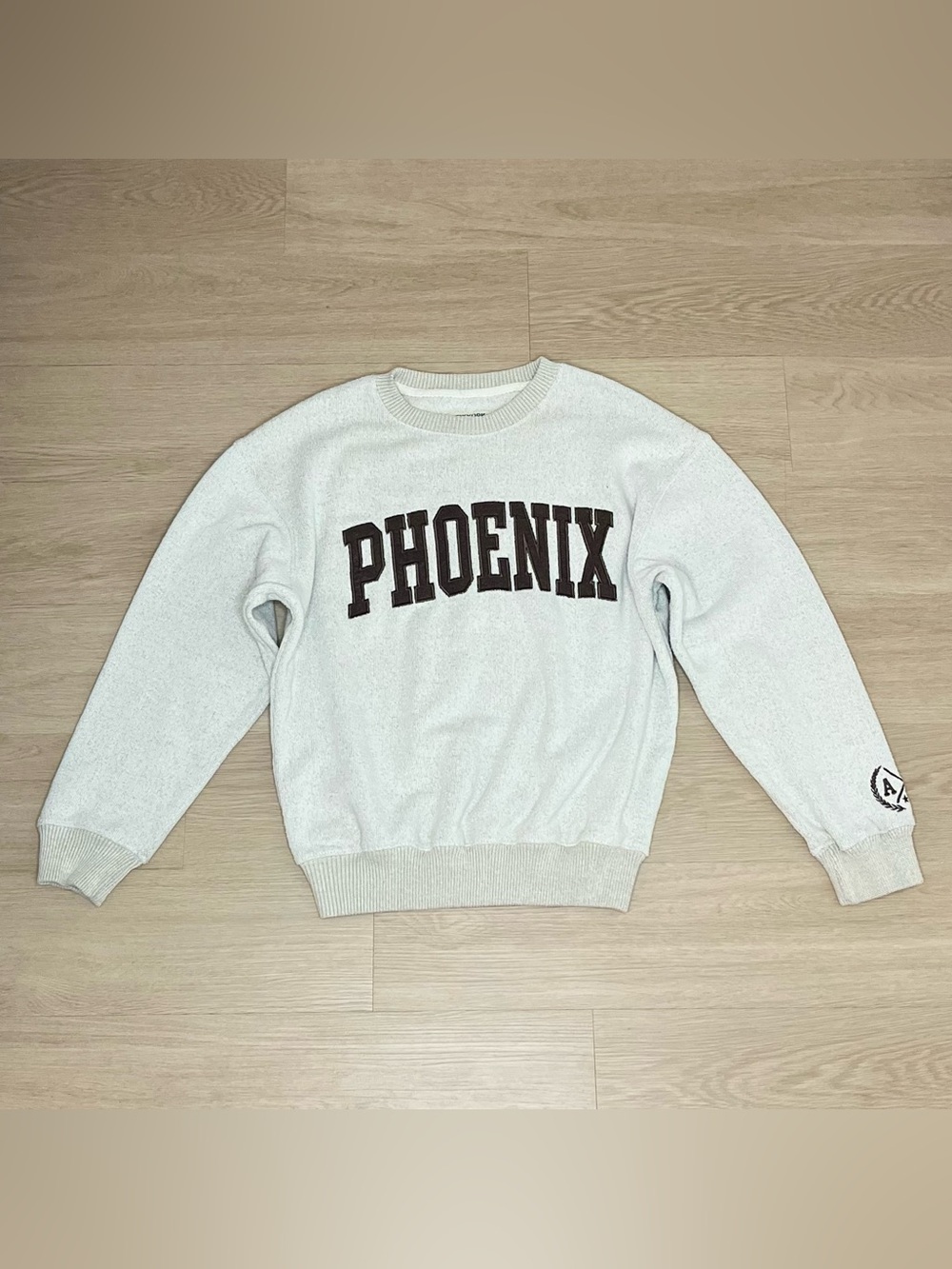 New York Popular Phoenix Crewneck Sweatshirt - Cream with Brown Logo
